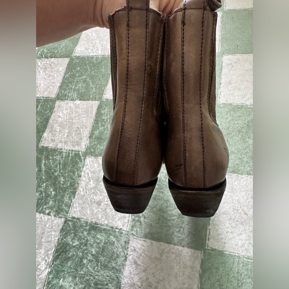 Frye Gray Leather Distressed Ankle Boots - Picture 5 of 12